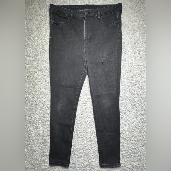 American Eagle Jeans Womens 14 Hi Rise Jegging The Dream Jean Black Denim Party - Picture 1 of 5